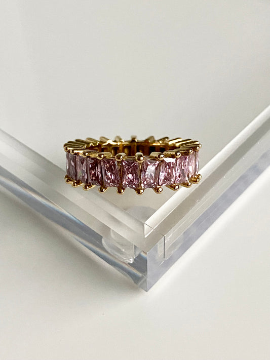 Paige Pink Baguette Ring